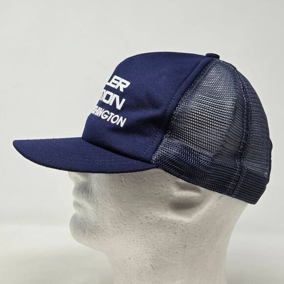 BUTLER AVIATION SEATTLE WASHINGTON NAVY BLUE TRUCKER HAT CAP VINTAGE SNAPBACK - Picture 2 of 6